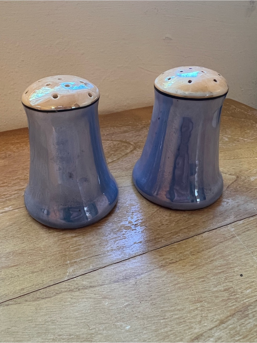 Blue Ceramic Salt and Pepper Shakers - Japan